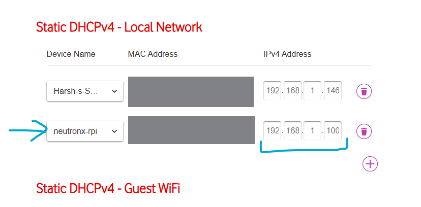 mapping raspberry pi to a specific local ip address on home router in DHCP