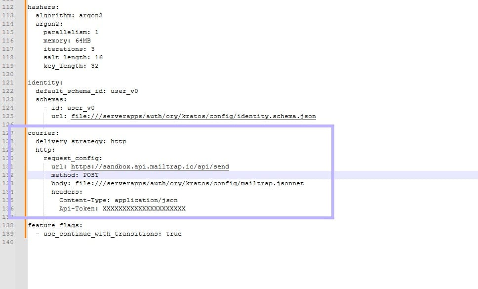kratos courier configuration
